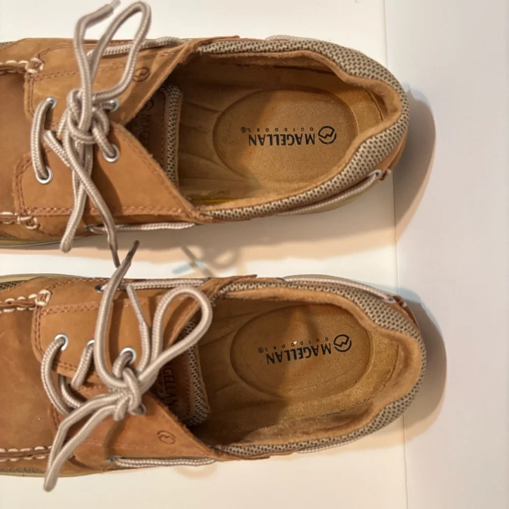 Magellan Outdoors Men's Laguna Madre Brown Tan Leather Boat Shoes Size 12E